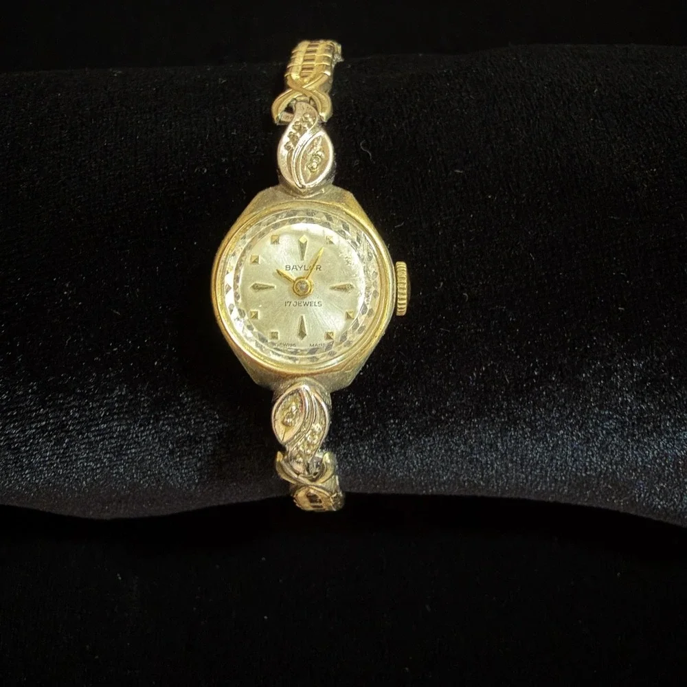 Vintage Baylor 17 Jewels Ladies Cocktail Watch 10K RGP Bezel Untested Repair